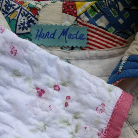 Hand crafted vintage patchwork quilt Blanket jacket tunic  sweater free people - Picture 11 of 11